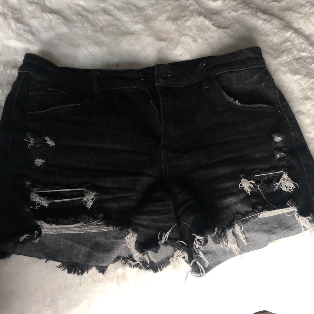 Women’s Large Risen Denim Black Shorts